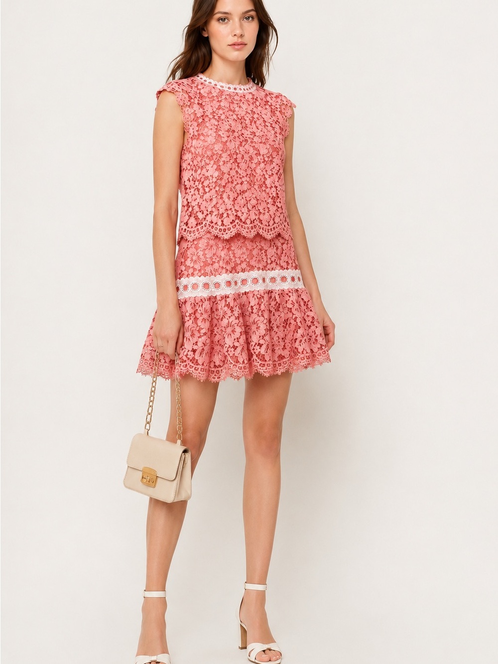 Sandro Pink Floral Lace Sleeveless Top